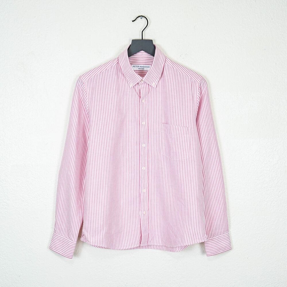 Peter Manning NYC Pink Stripe Button Down Shirt Oxford cotton sz 3